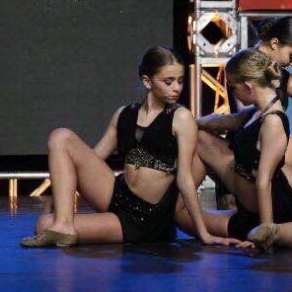 Custom Black Rhinestone Three Piece Dance Costume - Picture 3 of 9